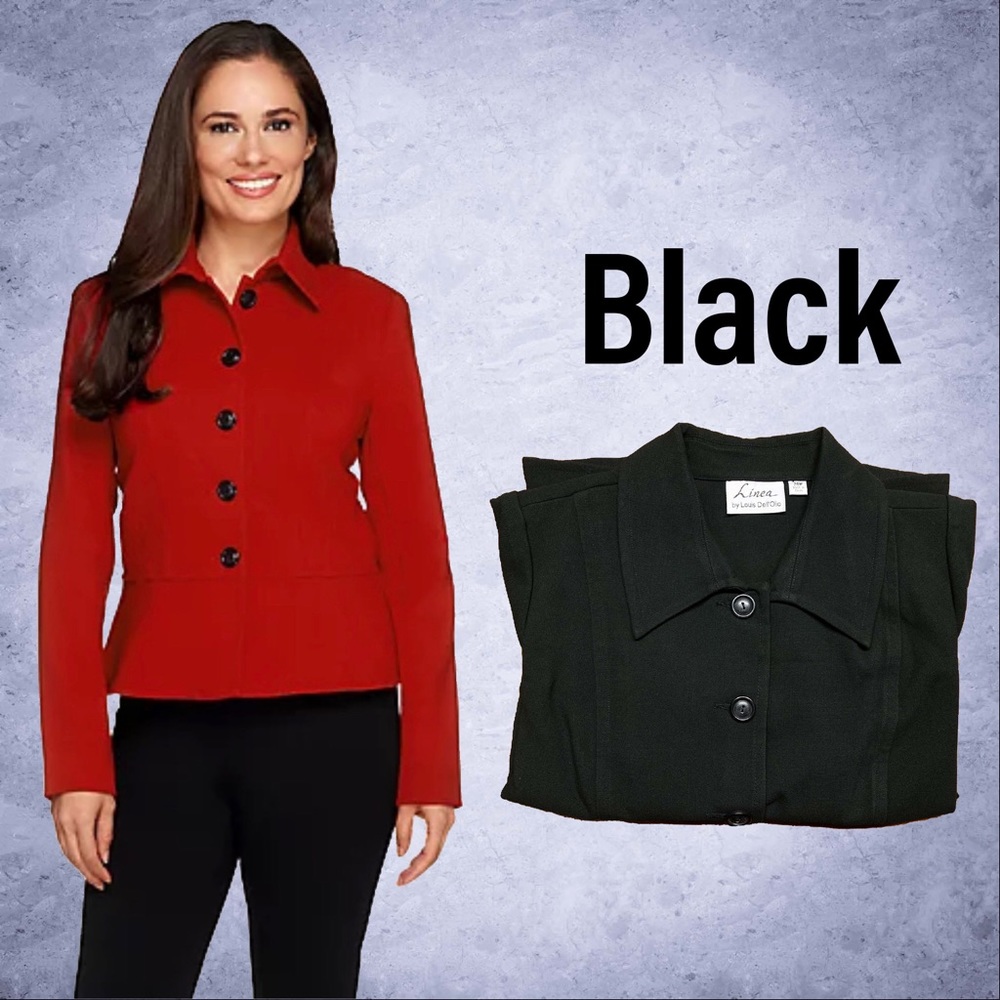 Linea By Louis Dell'Olio Button Up Long Sleeve Jacket, NWT 28W Black A257280